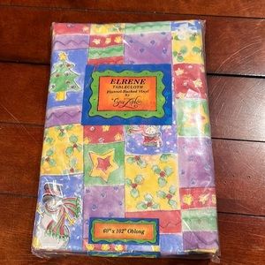 NWT Sango Sweet Shoppe Christmas 60”x102” Oblong Tablecloth Flannel Backed Vinyl